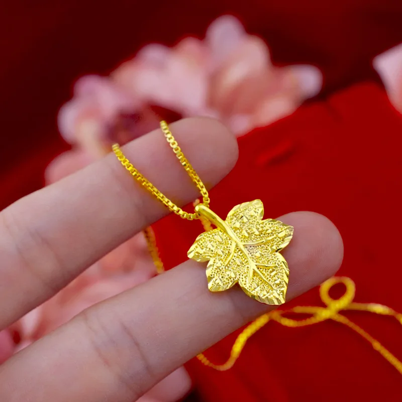 Ожерелье с подвеской из настоящего золота 18 К 999 пробы Очаровательная цепочка для