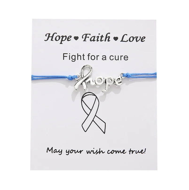 Браслеты на ногу с надписью Hope розовая лента карточками регулируемый шнур из