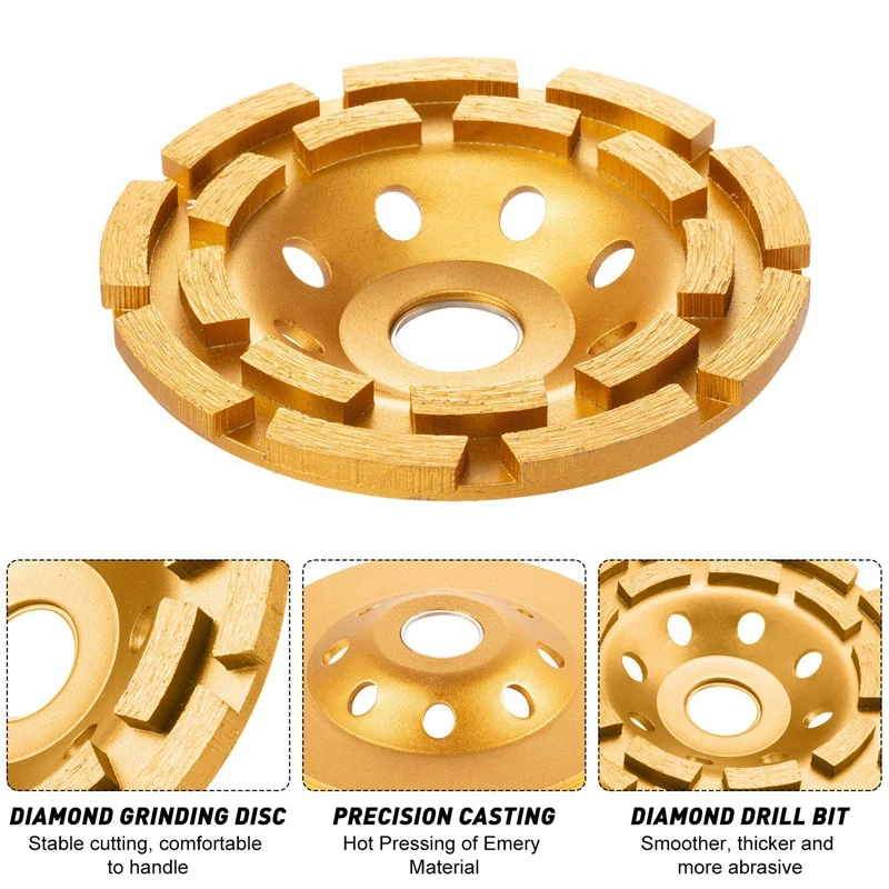 

Grinding Wheel Set Includes Double Row Diamond Cup Grinding Wheel and Turbo Diamond Cup Wheel(2Pcs,4.5Inch)