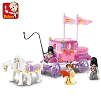 sluban pink dream series building blocks 137pcs b0250 royal carriage assembled model bricks kid toy girl friend princess gift
