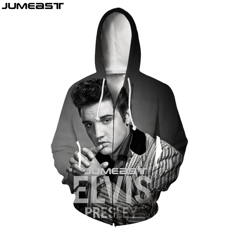 

Jumeast Brand Men/Women 3D Printed Superstar Elvis Presley Long Sleeve Jacket Sport Pullover Fashion Spring Zipper Hoodies