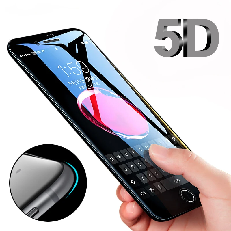 5D закругленная кромка закаленное стекло для iPhone 6 6s 7 8 Plus полная защита экрана X XS XR