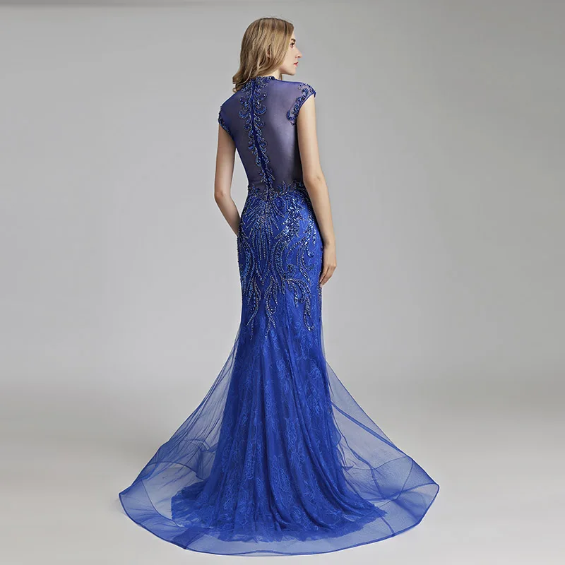 Robe De Soiree новые сексуальные платья Мокко Русалка Формальное вечернее платье с кристаллами бисером тюль женские вечерние платья LSX430