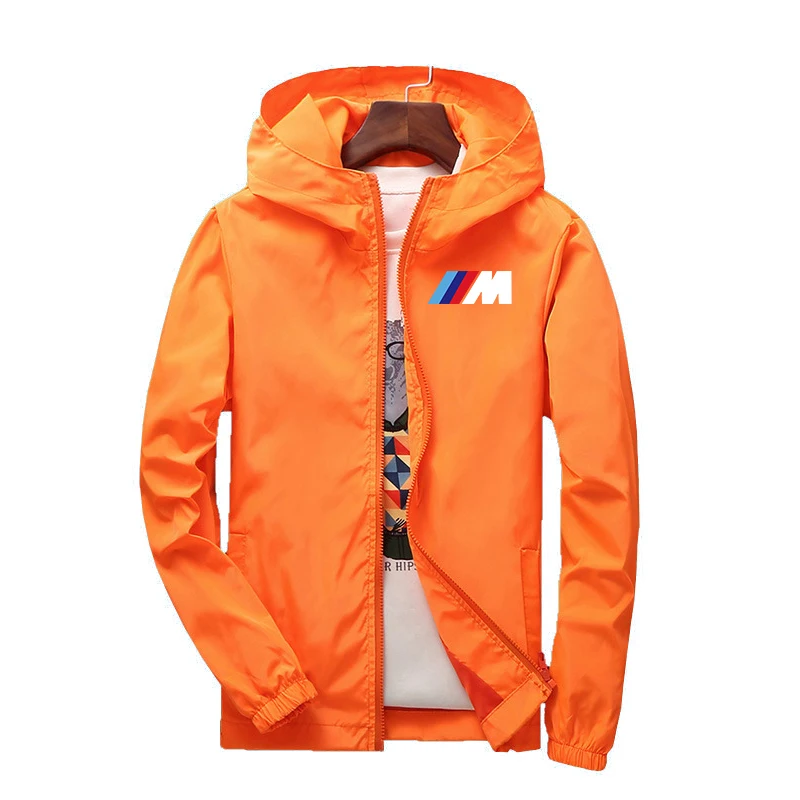 

Hot sale men's jacket men's casual windbreaker zipper thin hooded jacket men spring/summer 2021 new BMW M Power hooded