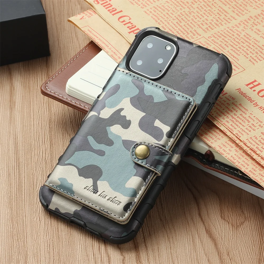 Камуфляжный чехол-кошелек для iPhone 11 Pro Max, чехол-кошелек с несколькими картами, ТПУ+ искусственная кожа, Чехол для карт iPhone 11