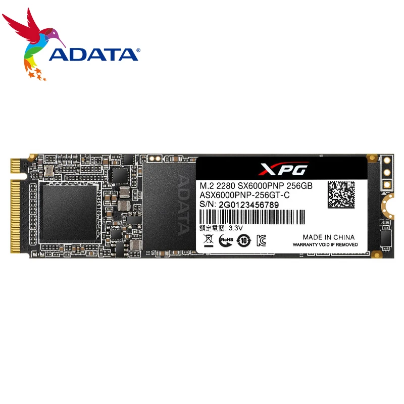 ADATA XPG SX6000PNP PCIe 256 ГБ 512 Гб Gen3x2 M.2 2280 NVMe до 2100/1500 Мб/с твердотельный накопитель