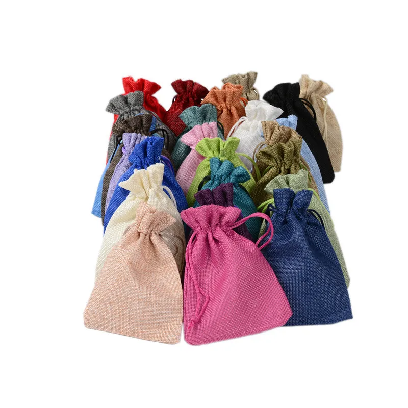 

1Pc/Lot 7 Sizes Fashion Jute Drawstring Burlap Bags Wedding Favors Party Christmas Gift Jewelry Hessian Sack Pouches Packing