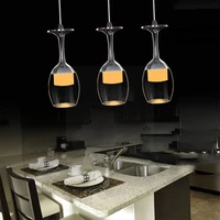 fashion wine glass ceiling led light pendant lamp fixture high cocktail chandelier glasses kitchen lighting decoration v2b8