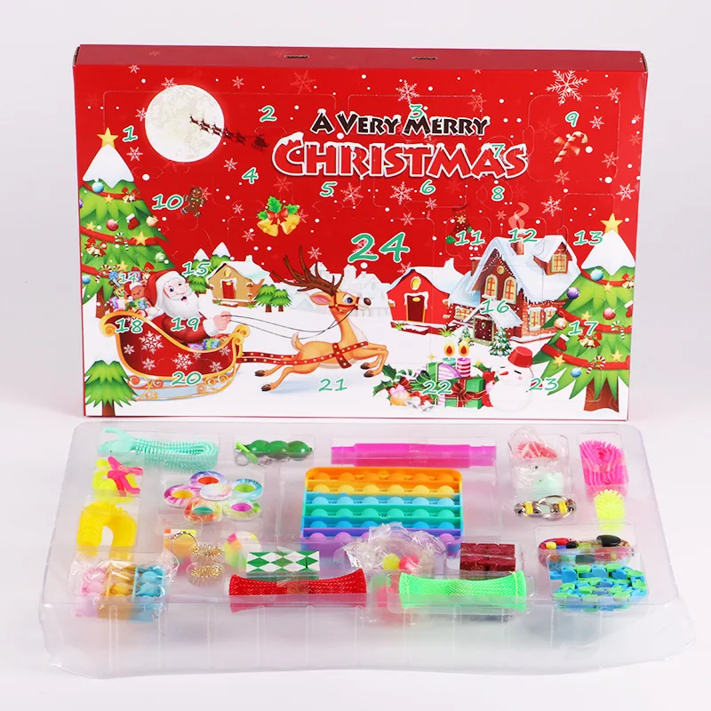 

New Advent Calendar 2021 Christmas Toy For Kid Countdown Calendar 24 Days Xmas Toys Christmas Push Bubbles Toy Pack Gift Noel