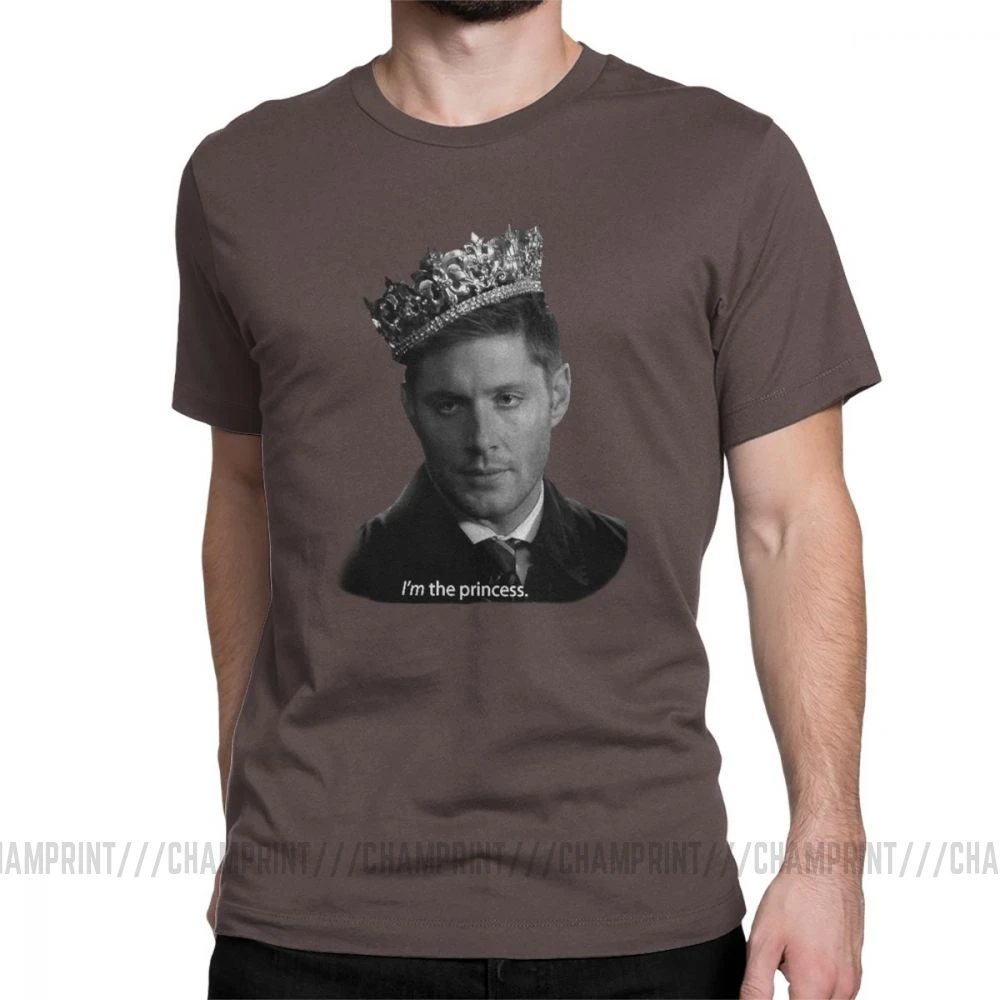 Сверхъестественная футболка Spn Brothers Мужская футболка Дин Винчестер Принцесса Винтаж короткий рукав футболки одежда из чистого хлопка - Цвет: Коричневый