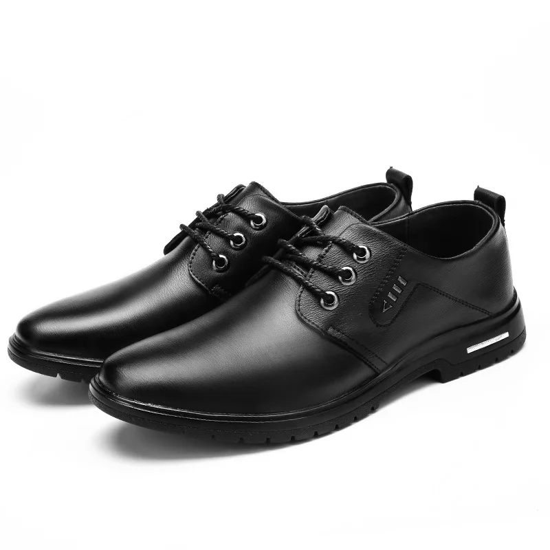 Newest Hot Leather Shoes Men Flats Fashion Men's Casual Shoes Brand Man Soft Comfortable Lace Up Black Leather Casual Shoes