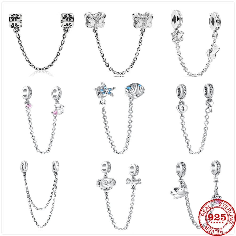 Цепочка женская из серебра 925 пробы с подвесками-шармами |