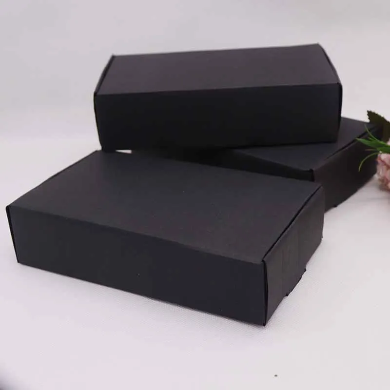 2019 1 шт. коробка из гофрированной бумаги DIY18.5x11x4.5cm черного цвета для свадебных