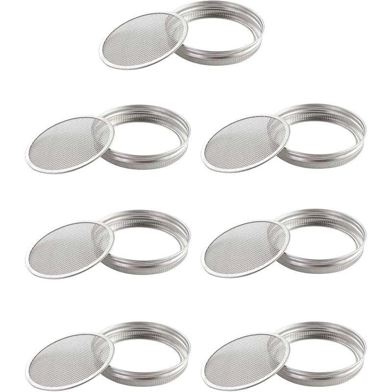 

Hot Sale 7 Pack Stainless Steel Wide Mouth Sprouting Lids, Superb Ventilated Sprouting Lid for Wide Mouth Mason Jars Canning Jar