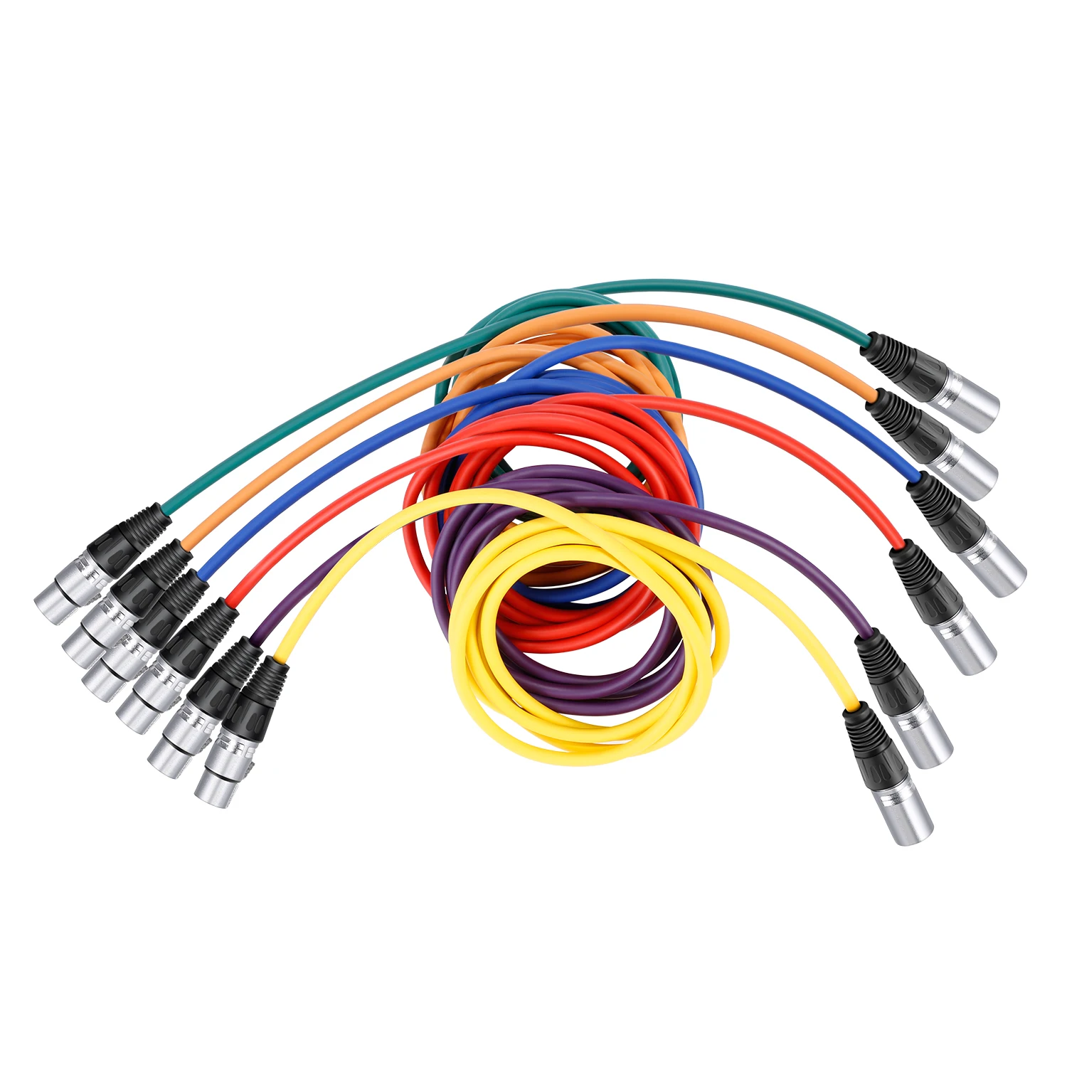Neewer 6 упаковок 5 футов/2 м XLR папа-XLR мама цветные микрофонные кабели резиновый