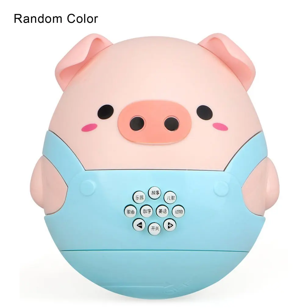 

1pc Early Education Toys Tumbler Pig Baby Story Machine Educational Multifunctional Music Learning Machine Random Color
