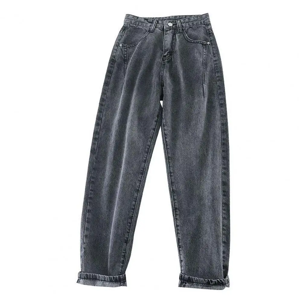 

Women Jeans High Waist Straight Design Pant Loose Colorfast Cotton Soft Elegance Female Daily Life Pants