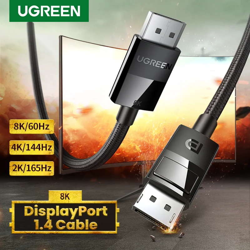 

Ugreen 8K DisplayPort 1.4 Cable 8K@60Hz Ultra High Speed 32.4Gbps DisplayPort to DP for Lenovo Dell Gaming Monitor PC DP Cable