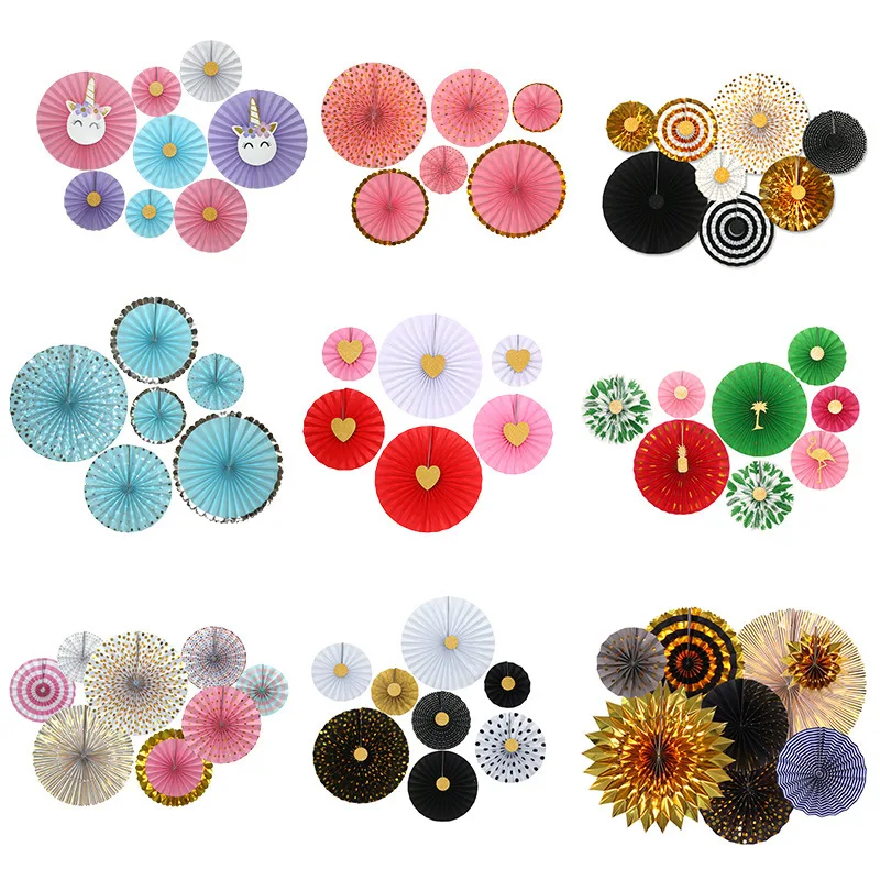 6 шт. бумажный складной веер сделай сам аксессуары для свадьбы дома Пасхи