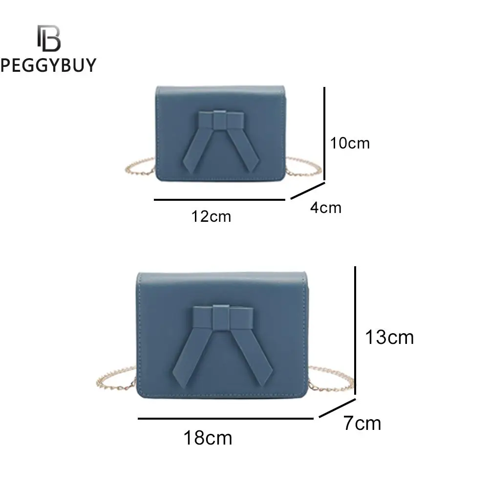 

Vintage Women PU Leather Pure Color Bowknot Chain Shoulder Crossbody Messenger Bag Casual Ladies Mini Square Purse