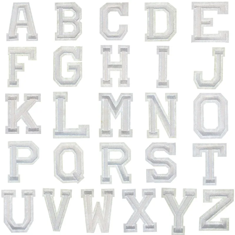 1pc English Alphabet Pure White 26 Mixed Embroidery Patch DIY Decorative Clothing Applique Delicate Embroidery Letter Stickers