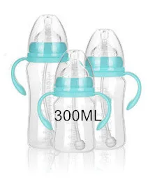 1 шт PP бутылочка для кормления ребенка безопасная пластиковая BPA бесплатно противоскользящая Детская Бутылочка для молока 320 мл с соломинкой для бутылочки для кормления младенцев - Цвет: Blue-300ML