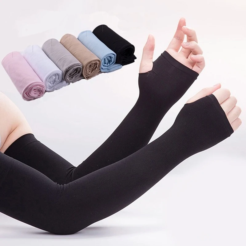  Ice Silk Sleeve Sunscreen Cuff Arm Sleeves Uv Sun Protect Anti-Slip Summer Men Women Gloves Outdoor Riding New 