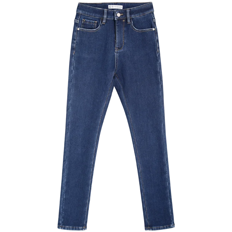 Женские вельветовые джинсы LEIJIJEANS утепленные черные зимние размера плюс с