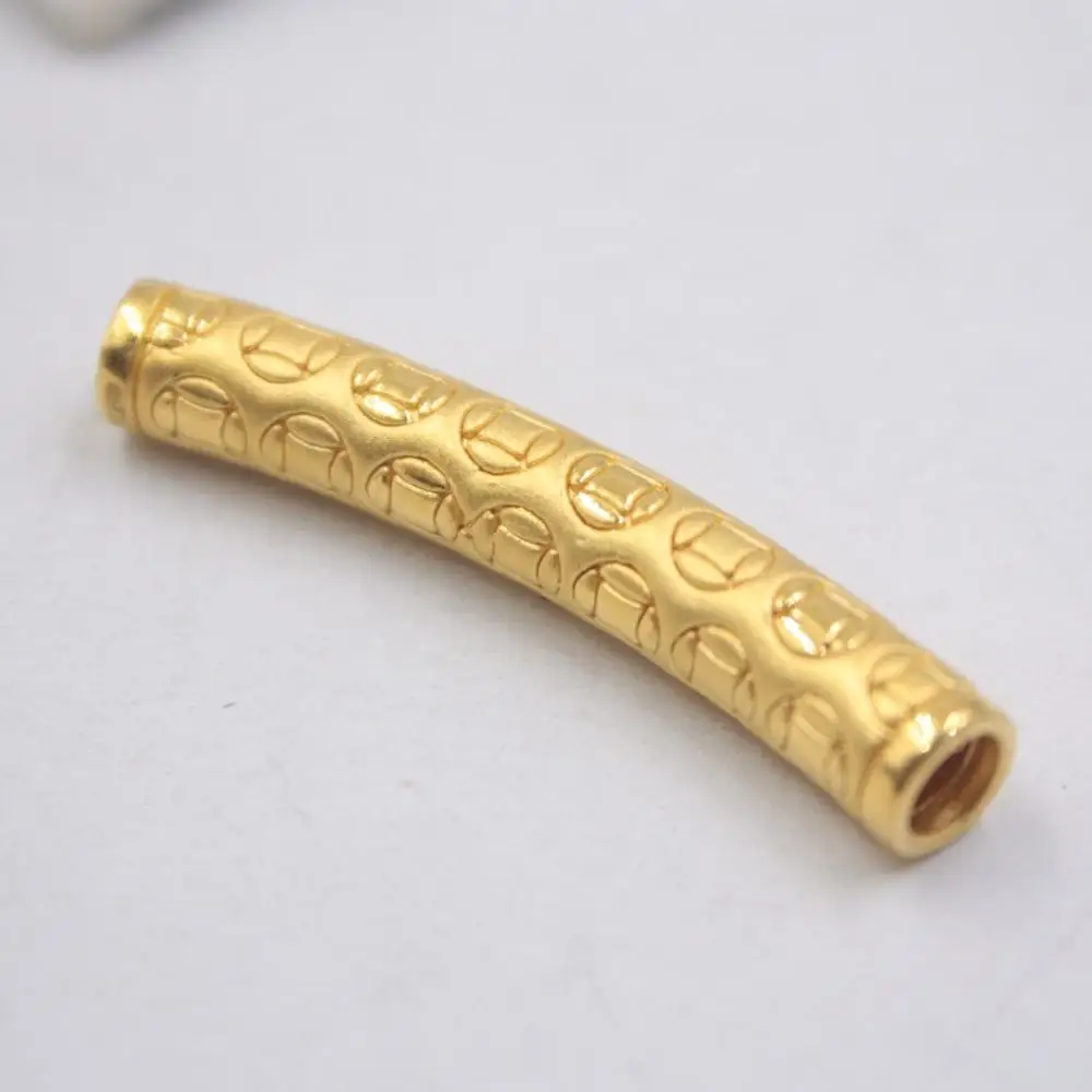 Твердая Подвеска 24K из желтого золота с 3D рисунком Монета на удачу, длинная трубка, бисер, вес 2-2,5 г, размер 39x6 мм, марка: 999