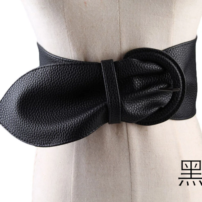 

1PC Wide Belt PU Leather Corset Belt Dresses Coat Waist Belt Solid Color Pin Buckle Decorative Girdle All-match Cummerbund