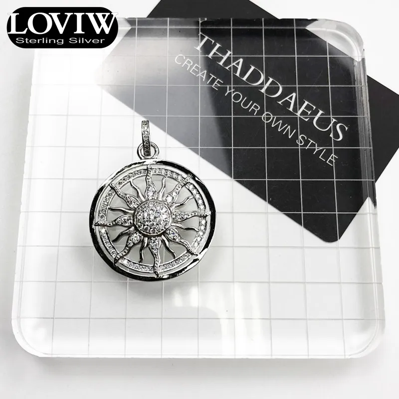 Подвеска амулет солнце Белый CZ со стразами модные 925 стерлингового серебра