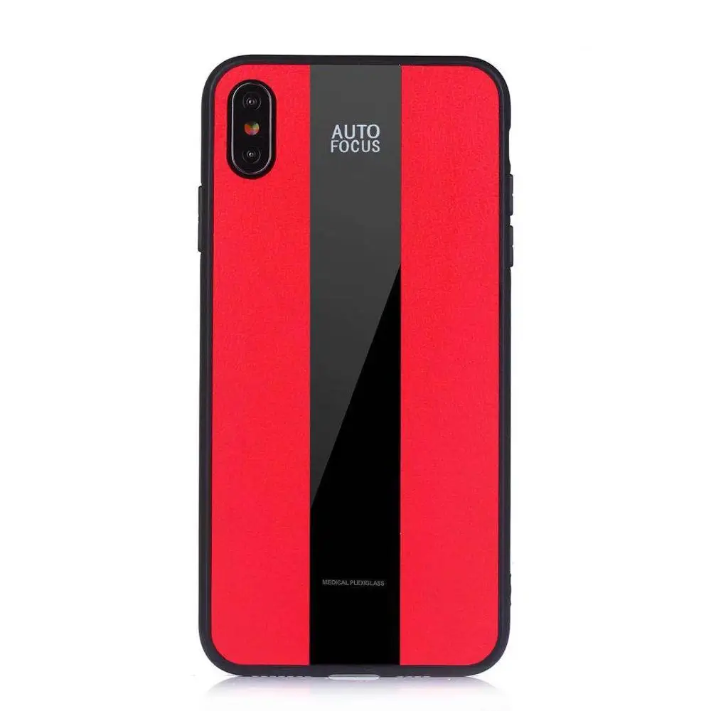 Для Coque iPhone XS MAX XR 10 8 7 6s Plus противоударный кожаный чехол стеклянный чехол для телефона для funda iPhone7 iPhone8 силиконовый корпус - Цвет: Red