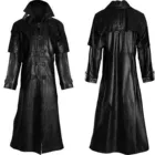 Мужская Мода Готическая куртка длинное пальто кожаное пальто куртка из искусственной кожи Модная ретро Банкетная Мужская Черная куртка женская куртка
