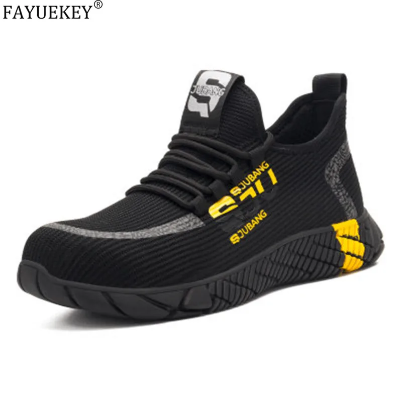 2020 New Breathable Mesh Safety Shoes Men Light Sneaker Indestructible Steel Toe Soft Anti-piercing Work Boots Plus size 37-48
