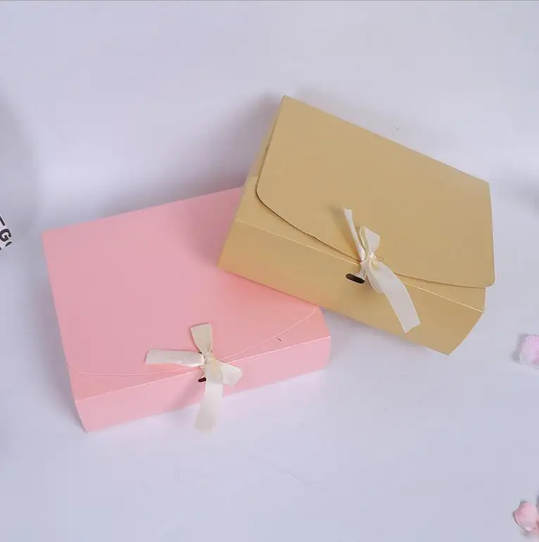 20pcs Colorful Paper Gift Box Large Packaging With Ribbon Pink/Yellow/Red/Black Cardboard Carton | Дом и сад