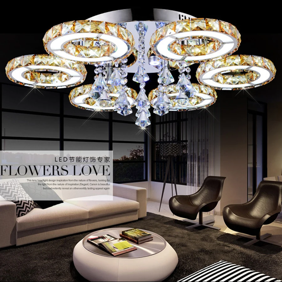 Светодиодная люстра Moder 3/5/6/8 кольца хрустальные потолочные люстры светильник для