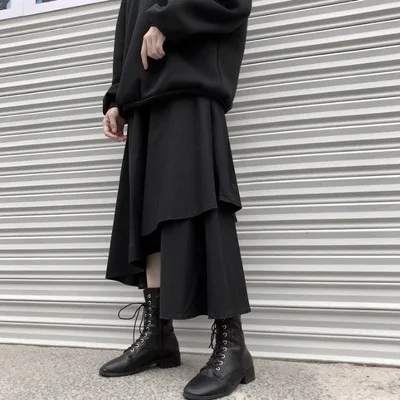 

Dark Department of Women's 2020 skirt women chunqiu loose waist slimming double-layer irregular skirt