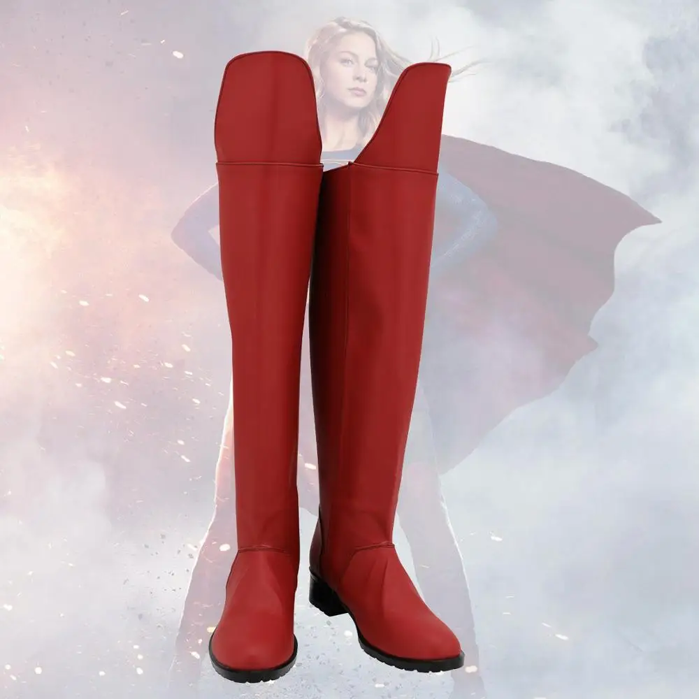 Супердевочка Косплей Ботинки красного цвета Обувь с подсветкой для взрослых И