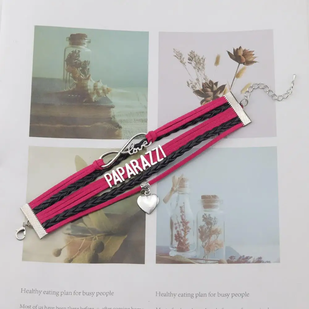 Браслет с надписью папарацци Infinity love браслет подвеской в виде сердца кожаный