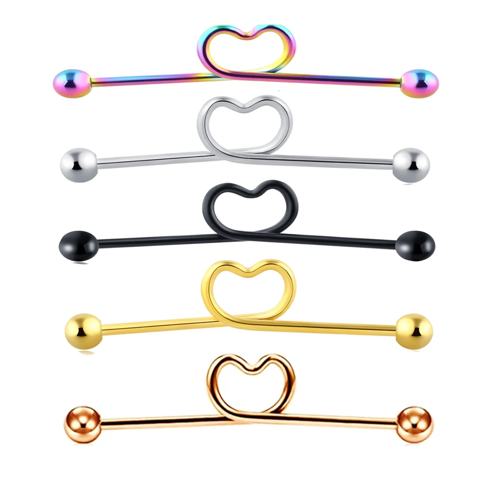 

Сердце dustrial штангой серьги, Надеваемые На ушной хрящ хирургический стальной стержень длинные стержня уха спираль Козелка, бижутерия для пи...