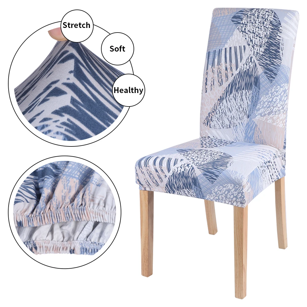 1 шт. Чехол для стула с цветочным принтом Эластичный чехол обеденного сиденья