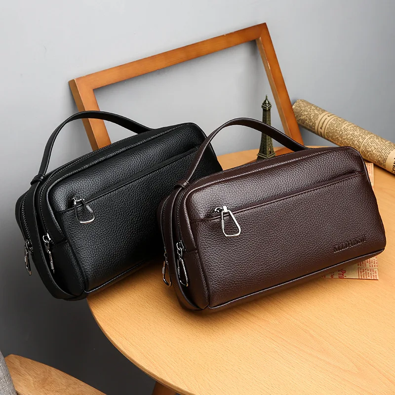 

New Black Brown Soft PU Leather Men handbag Business Men Totes Bags Men's Clutch Large Capacity