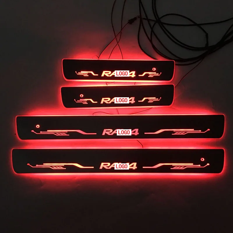 Для RAV4 дверная динамическая Светодиодная лампа Накладка на порог приветственная