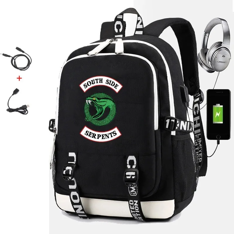 Рюкзак для школьников и студентов ривердейла Сумка с usb портом зарядки рюкзак