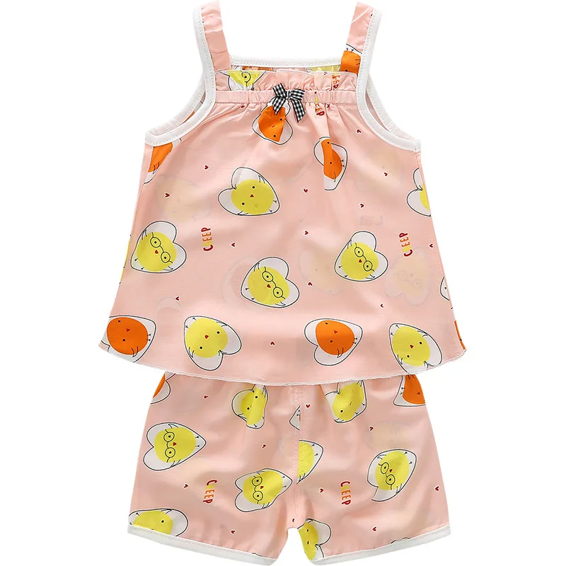 

BABY SUIT GIRL Summer Girls cloth set Cotton Pajamas Girl Thin Dress Children Air Conditioning Clothing Baby Sling