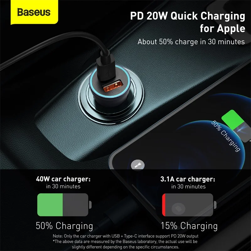 

Baseus PD 20W USB Car Charger Quick Charge 4.0 QC 4.0 3.0 USBC Type C Fast Charging Charger For iPhone 12 Pro Max Xiaomi Huawei
