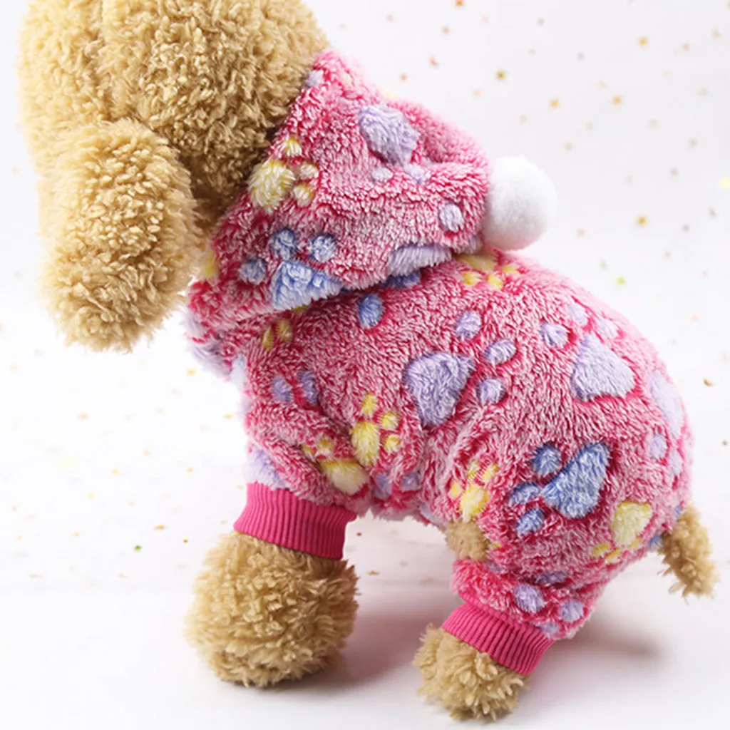 Soft Cat Dog Clothes Fleece Puppy Chihuahua Clothing Winter Coat Jumpsuit Dog Costume Hooded Pajamas For Small Medium Dogs Cats