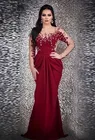 Женское вечернее платье-русалка, Бордовое платье с длинным рукавом, длинное платье-Кафтан в Дубае, бальное платье для вечеринки, 2019