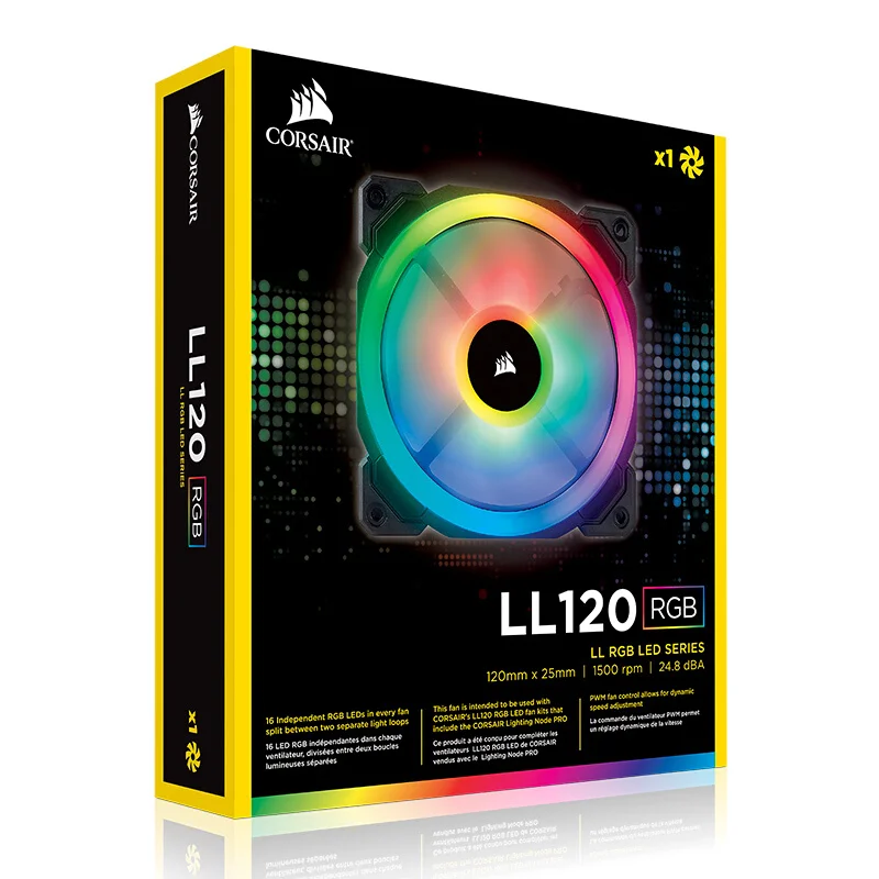 Corsair LL Series LL120 LL140 RGB двойная световая петля LED PWM один вентилятор упаковка 3