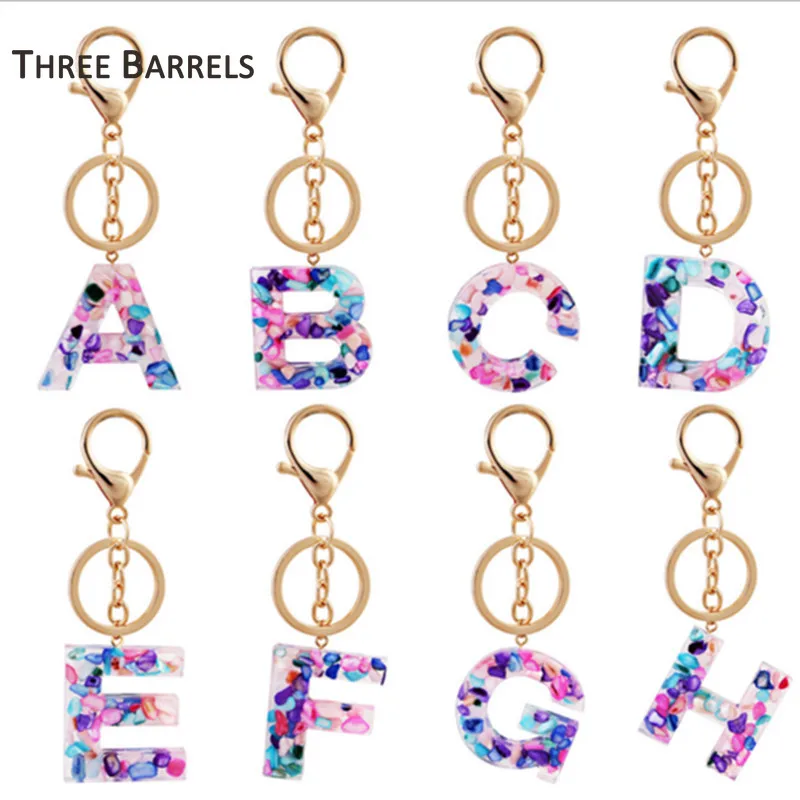 

A-Z 26 Letters Initial Resin Keychains for Women Alphabet Gold Color Keyring for Keys Bags Pendant Key Chain Charms Accessories